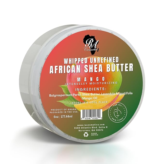 RA Cosmetics Whipped Shea Butter Baby Powder - 6oz | 100% Pure & Natural African Shea Butter for Men & Women - Ultimate Handcrafted Moisturizer with Essential Vitamins for Radiant Skin & Luscious Hair