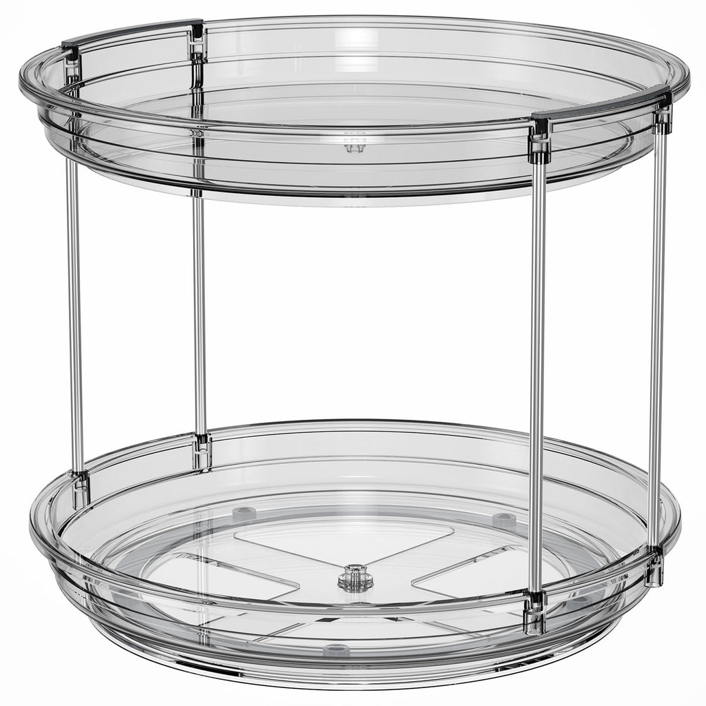 LAMU 2 Tier Lazy Susan Turntable Organizer 9.25'' Rotating Spice Rack Organization for Cabinet, Kitchen, Pantry, Countertop, Bathroom, Vanity, Medicine Cabinet Organizer, Grey