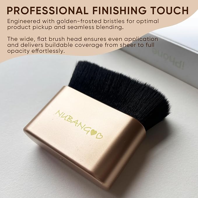 NUBANGOO Professional Kabuki Foundation Brush,Makeup Brush, Self Tanner Brush,Self Tanning brush,Foundation Makeup Brush Cream Powder Liquid,Face Neck Body Leg Tanning Makeup (Gold Black)