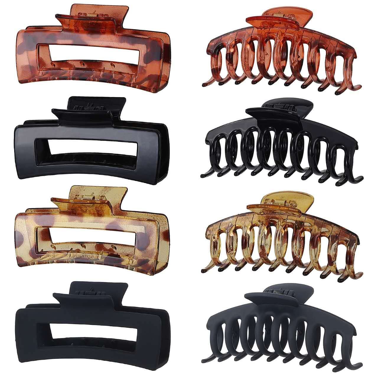 laxizar 8 Pack Claw Clips Rectangular Hair Clips for Women Girls Large Bandana Clips Strong Hold Hair Jaw Clips