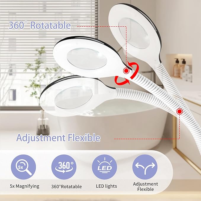Takeashine Professional Facial Steamer, 2 in 1 Face Steamer on Wheels with 5X Magnifying Lamp for Deep Cleansing and Hydration, with Time Setting for Spa, Salon and Home Use