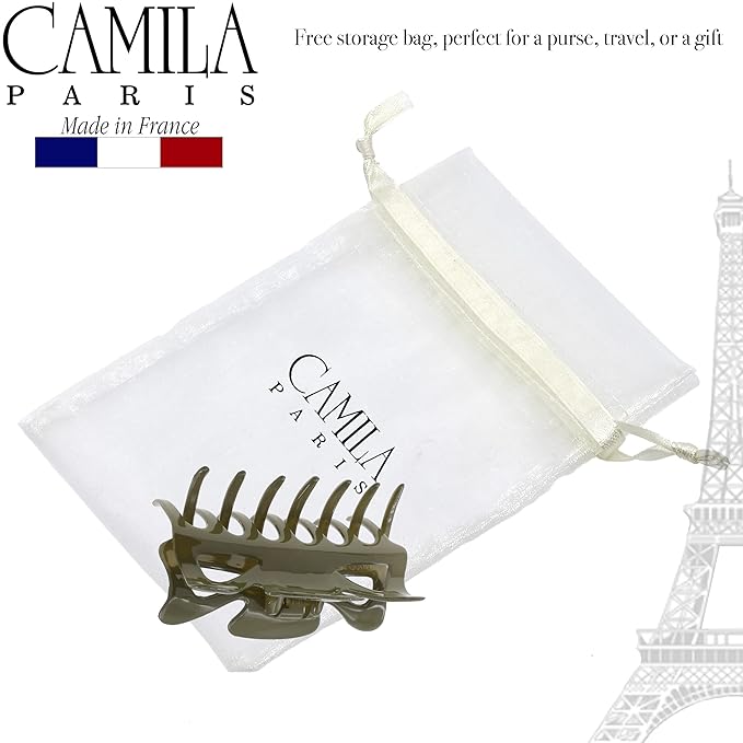Camila Paris CP3507 French Hair Clip for Women, 3.5 inch Green for Thick Volume Hair, Girls Hair Claw Clips Jaw, Durable Styling Hair Accessories for Women, Strong Hold No Slip Grip, Made in France