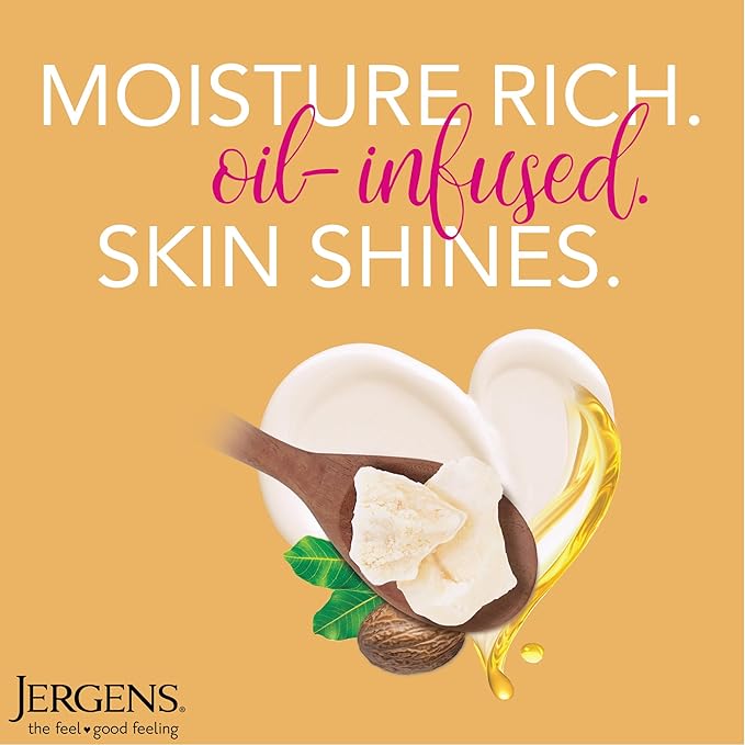 Jergens Shea Butter Hand and Body Lotion, Deep Conditioning Moisturizer, 3X More Radiant Skin, with Pure Shea Butter, Dermatologist Tested, 16.8 Oz, Pack of 3