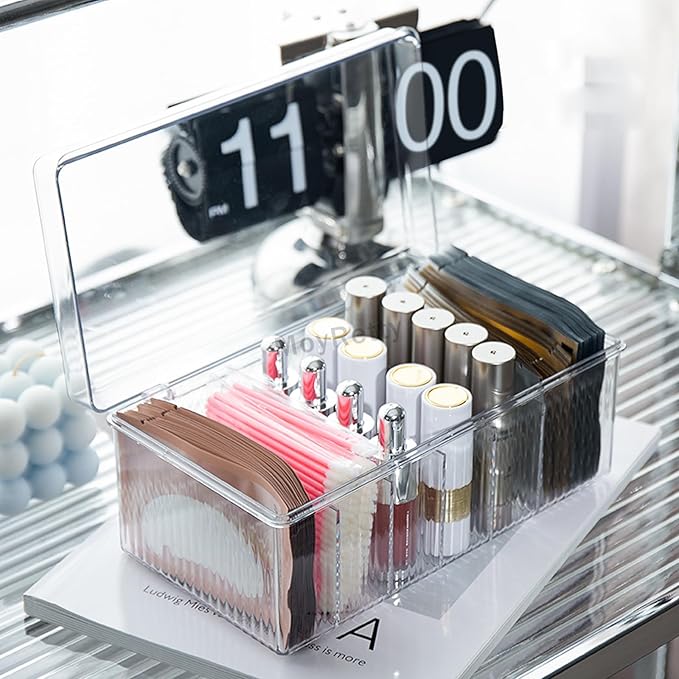 MoyRetty Acrylic Lash Extension Organizer, Large Capacity Eyelash Extension Supplies Storage Container Box, Neatly Store and Organize Your Lash Supplies (Clear)