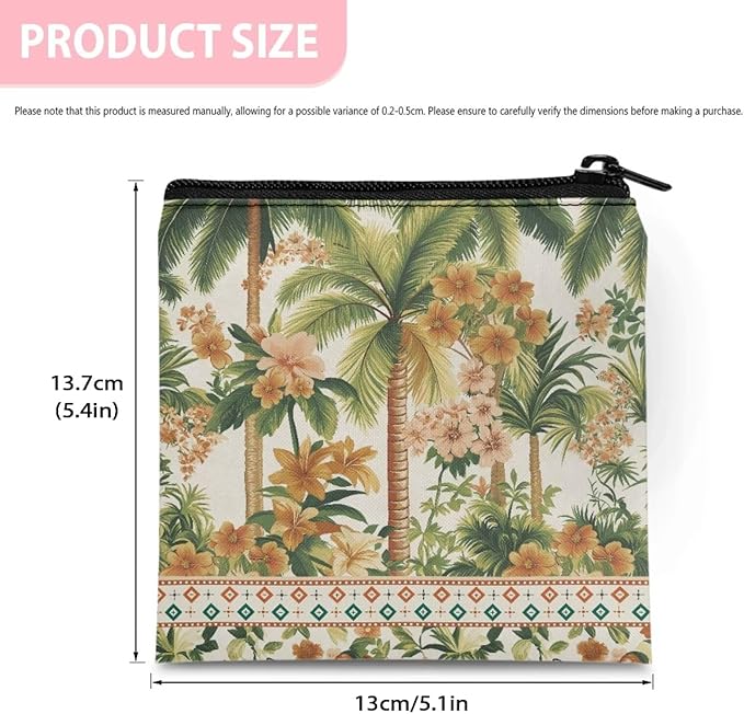 Novelty Printed Coconut Tree Period Pouch Waterproof Sanitary Pad Holder for Women Convenient Period Organizer for Work Daily