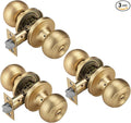 3 Pack Gold Door Knobs for Privacy, Brass Door Knob Interior for Bath & Bedroom with Turn Lock