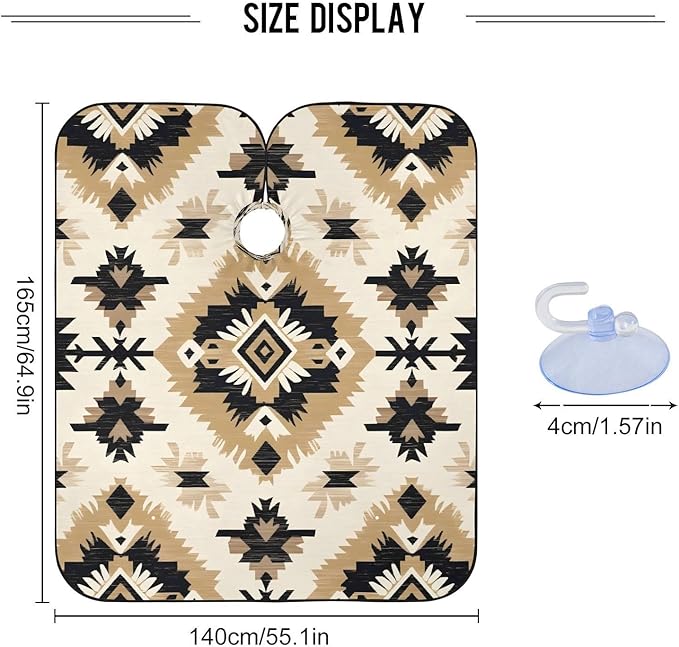 Flradish Native American Tapestry Patterans Barber Cape Waterproof Polyester Hair Cutting Salon Cape Adjustable Neckline Hair Hair Cutting Beard Hairdressing Cape Accessories 55×64 Inch