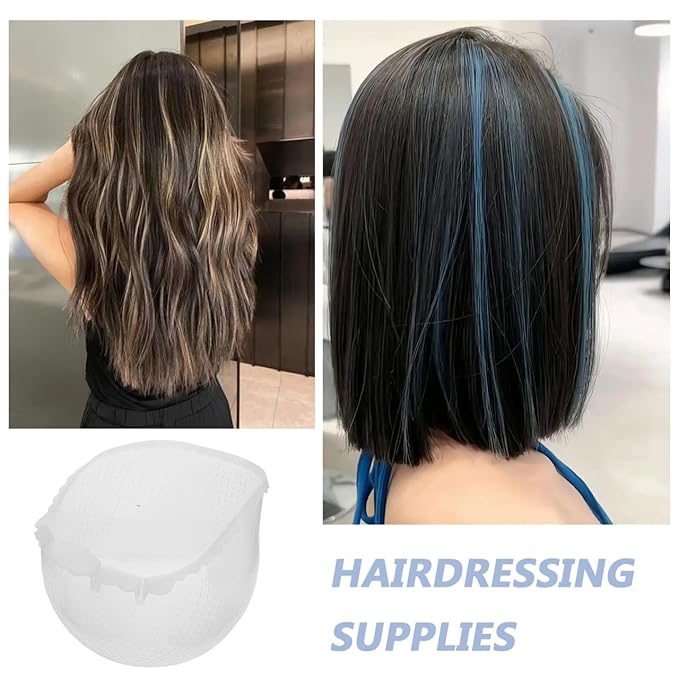 Beatifufu Silicone Highlight Cap with Hook Reusable Hair Dye Cap with Holes for Even Hair Coloring at Home and Salon Use 7.48X7.48X6.29In