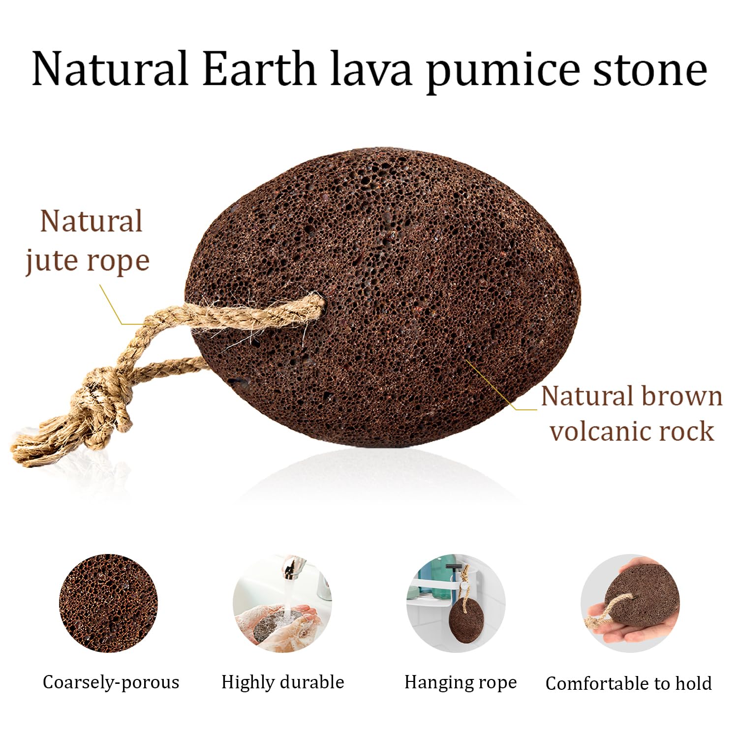 Pumice Stone for Feet - Natural Foot Scrubber for Dead Skin Callus Removal