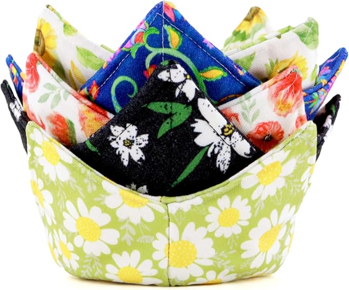 ROGITU Cotton Microwavable Bowl Cozy, Microwave-Safe Hot Bowl Holders, Soup Bowl Cozy Bowl Hot Pads (I)