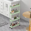 SPACELEAD Slim Storage Cart 4 Tier,Bathroom Organizer Rolling Utility,Mobile Shelving Unit Slide Out for Office, Kitchen, Laundry Room & Narrow Places,Black