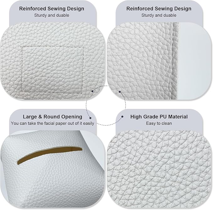 PENGLONG Tissue Box Cover 5X5X5'' PU Leather Tissue Holder Square Tissue Cube Box Organizer for Bathroom Vanity Countertop, Car, Night Stands, Office, Home, Kitchen (1Pack, White)