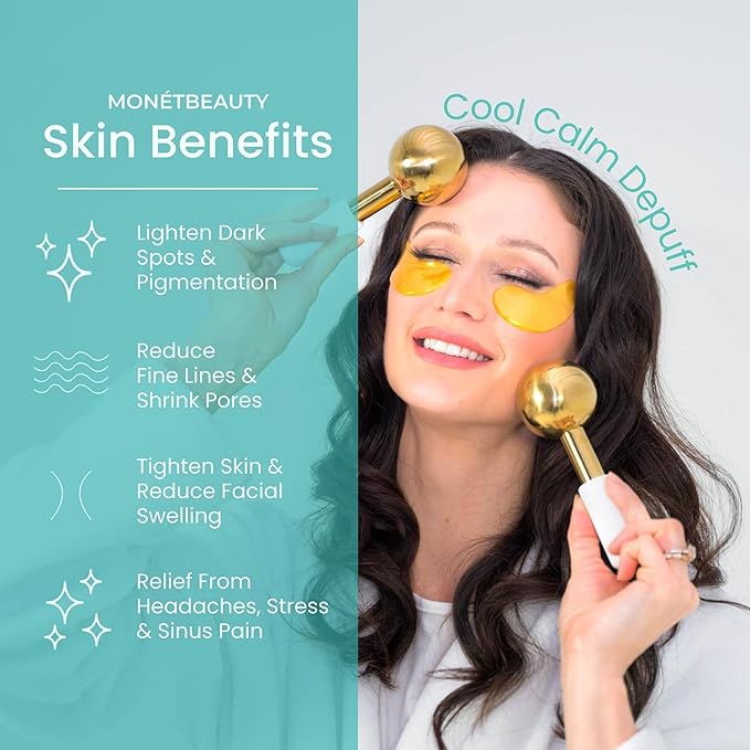 Stainless Steel Ice Globes for Facials (Gold), Durable Cryo Globes Instantly Reduce Puffiness, Tighten Pores and Sinus Relief, Facial Massages and Daily Beauty Routines