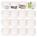 GONITYOU 16 Pieces Clear Makeup Bags Bulk, TSA Approved Toiletry Bags Travel Pouch, Waterproof PVC Plastic Small Clear Cosmetic Bags with Zipper for Organizing (Light Pink Border)