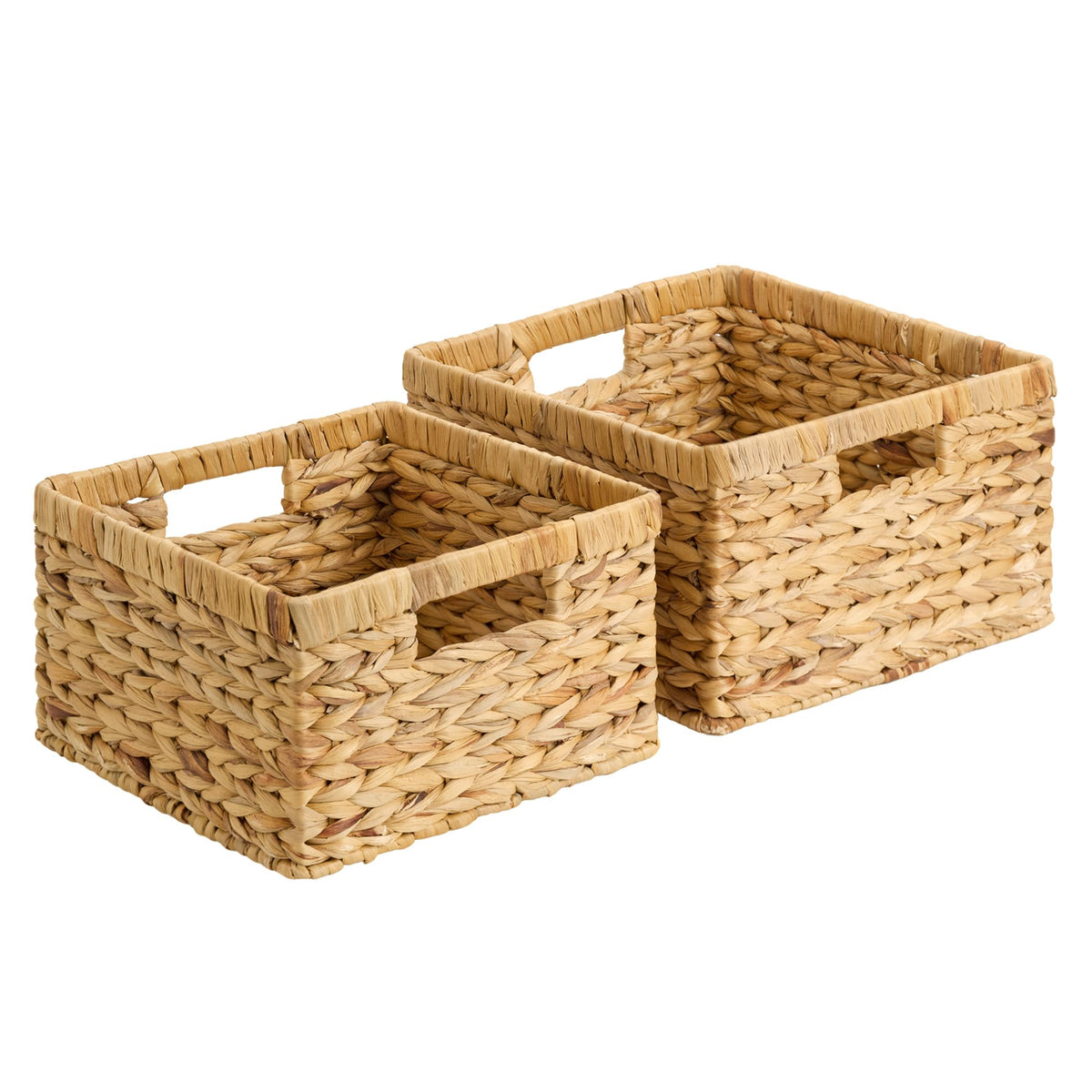 StorageWorks Wicker Storage Baskets for Shelves, Hyacinth Baskets, 2-Pack