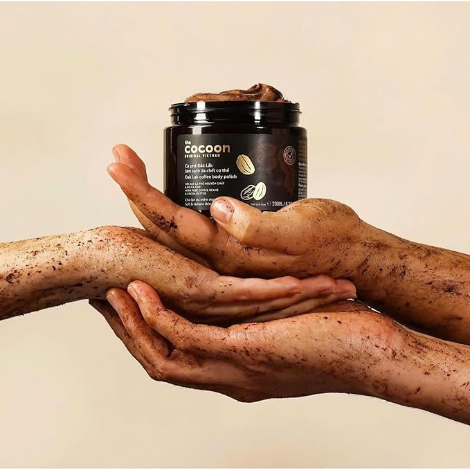 Cocoon Dak Lak Coffee Body Scrub with Refill Pouch, Exfoliating and Smoothing Coffee Body Polish for Soft, Radiant Skin, Vegan Body Exfoliator Set, 27 fl oz