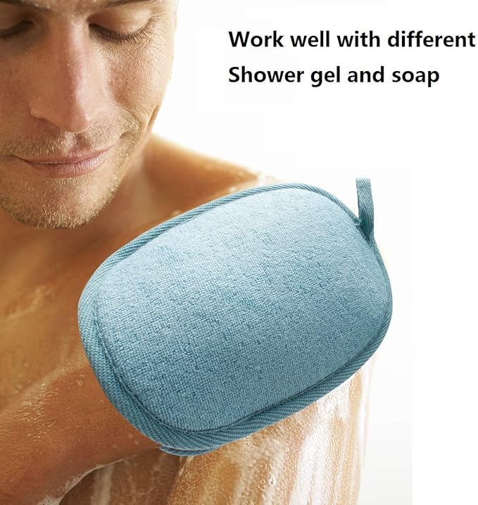 Amariver 3 Pack Body Sponge Brushes Pouf Mesh Brush Shower Glove with Flower Bath Ball