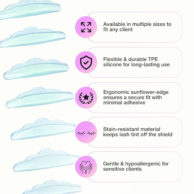 Curacoro Lash Lift Shields, 10 Pcs/5 Sizes Reusable Silicone Rods
