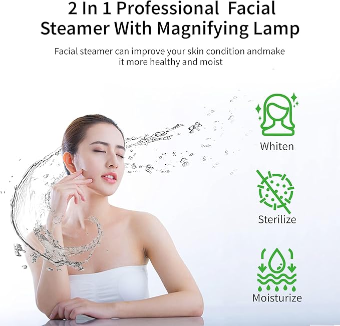 2 in 1 Facial Steamer with 3X Magnifying Lamp - Professional for Home & Beauty Salon