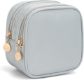 XIAOLER Small Makeup Pouch, Double Zipper Cosmetic Bag, Travel Makeup Bag, Cute Makeup Bag for Purse, Mini Toiletry Bag (Silver)