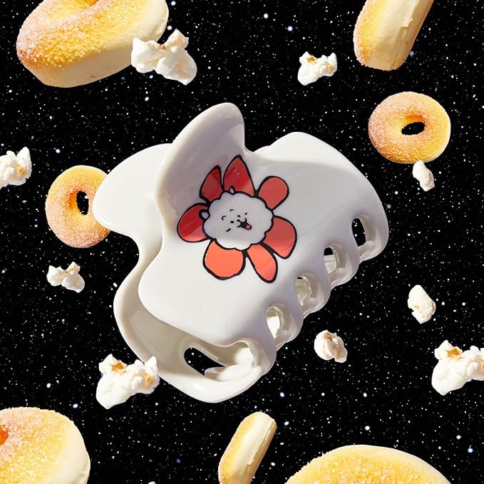 Kitsch BT21 Recycled Plastic Puffy Medium Hair Clips for Women, Medium Claw Clip for Thin & Thick Hair - RJ, 1pc