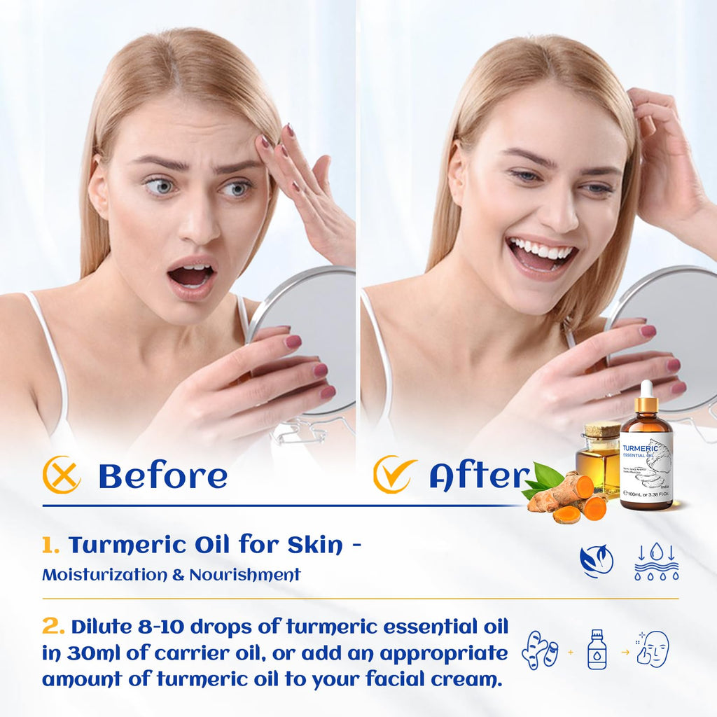 HIQILI Turmeric Oil for Face, Skin Care & Aromatherapy