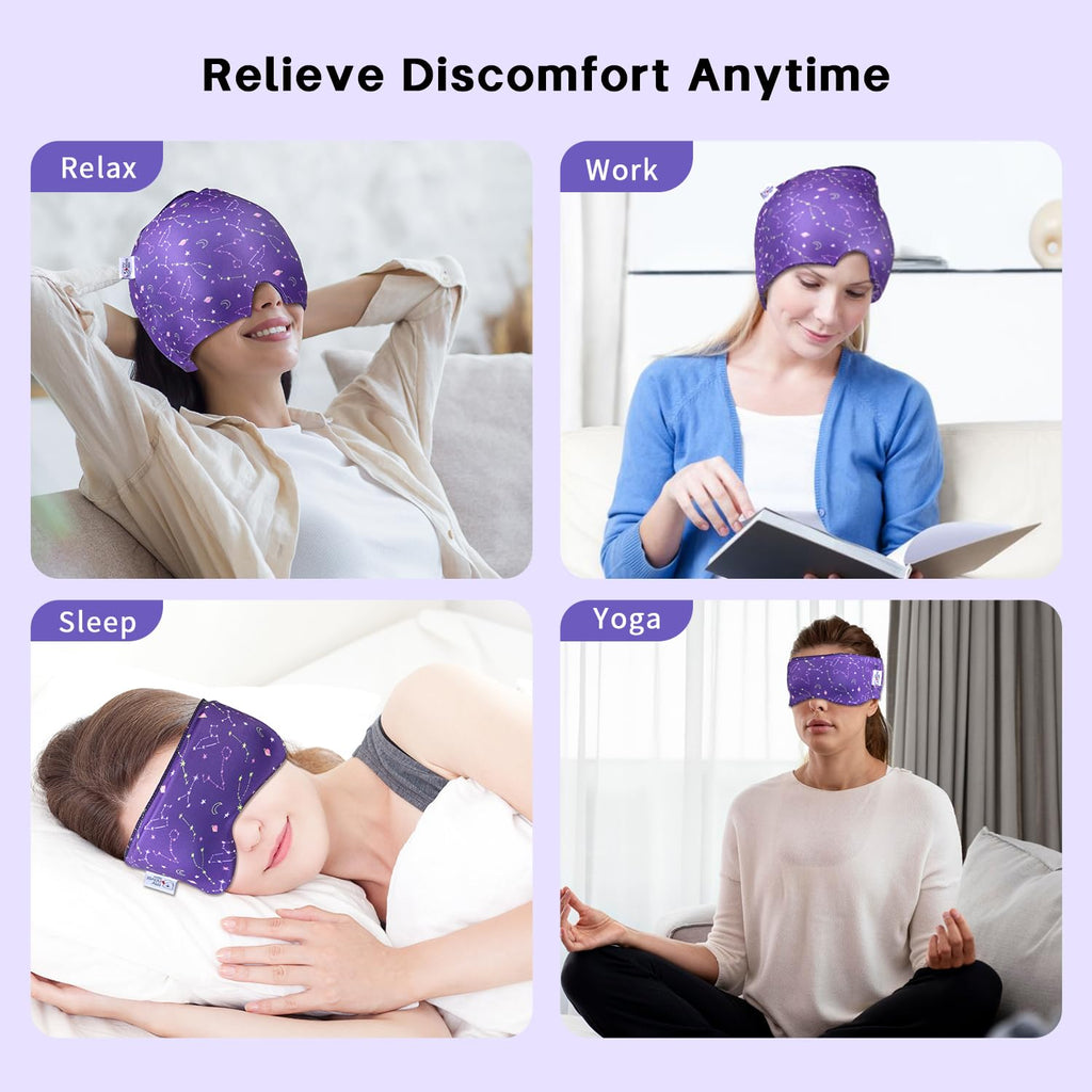 my novel things Migraine Relief Cap, Gel Cooling Headache Mask 2PK