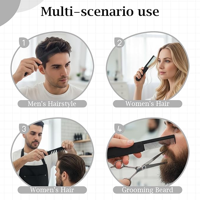 Folding Hair Comb for Men, Fine Tooth & Wide Tooth Comb, Double-Sided Pocket Comb for Hair, Portable Folding Pocket Combs for Men for Travel Grooming Beards and Mustaches
