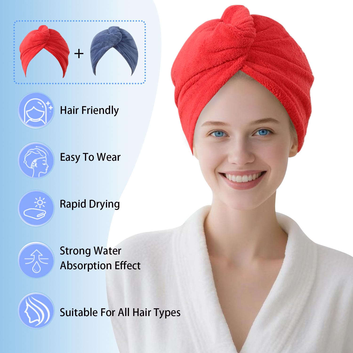 AGKXHDEC Microfiber Hair Drying Towel Wrap,Hair Turbans Towel for Wet Hair