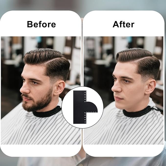 2pcs Enhancement Card for Barbers with Measurement Indicators, Reusable Hairline Shaper Shaping Tool and Color Spray Edge Hair Liner Line up Tool for Barber Beard Stencil Maker Accessories Supplies