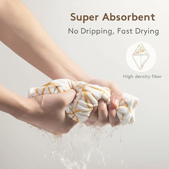 2-Pack Microfiber Hair dring Towel | 50% Faster Drying, Ultra Absorbent & Frizz Control | for Long/Curly Hair | 16 * 26" Large Size | Travel Gym Home Use(Yellow,Green)