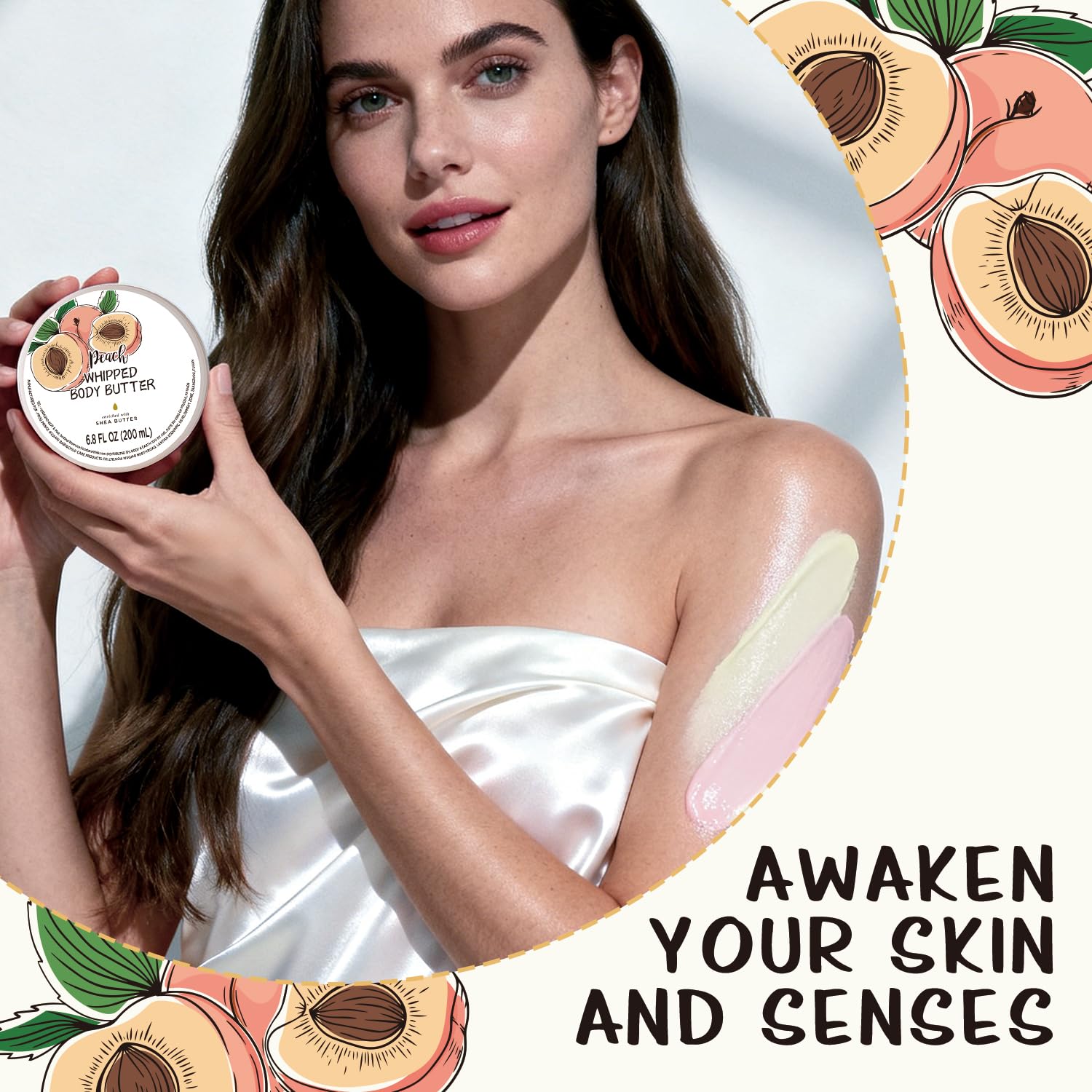 Embleaf Peach Whipped Body Butter, Shea Body Butter for Women Dry Skin, Natural Peach Lotion for Body Moisturizer-Deep Moisturizing and Softening-6.8 floz(200ml)