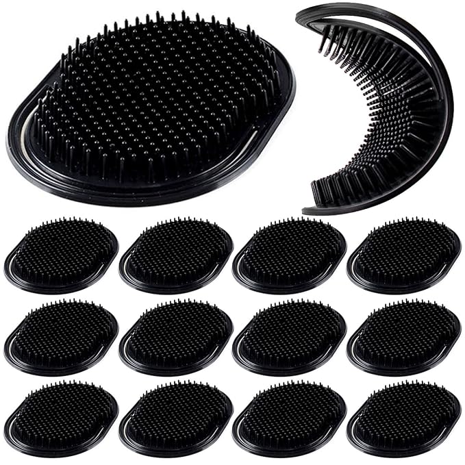 Rolybag Pocket Comb Hair Brush, 12 Count - Portable Hair Brush for Men, Women, and Pets, Creative Scalp Massage Brush Comb for Short and Curly Hair, Beards - Durable, Detangling, Softening