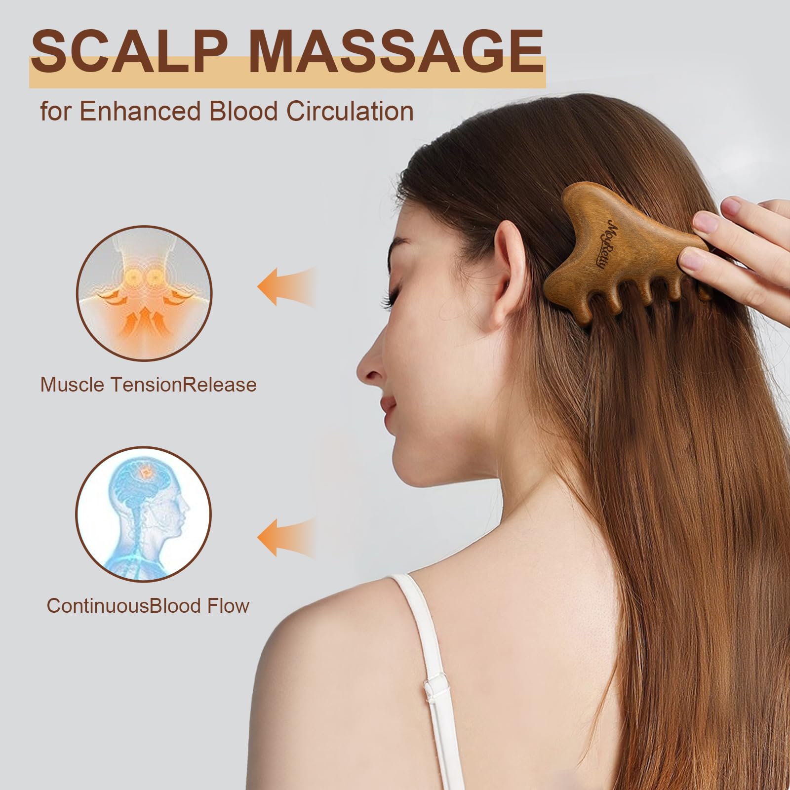 MoyRetty Green Sandalwood Gua Sha Facial Tool(4-in-1), Natural Wooden Face & Body GuashaMassager, Lymphatic Drainage Massage Comb with Storage Pouch, Jawline Shaper