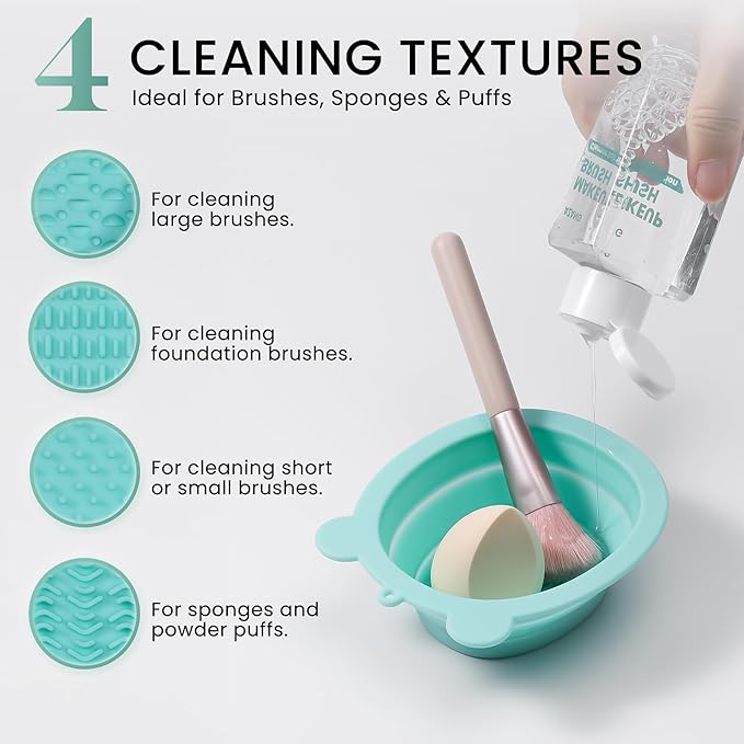 Makeup Brush Cleaner - 300ML Makeup Brush Shampoo and Bowl For Brushes, Sponge, Powder Puff，Deep Clean & Gentle Formula, Vegan & Cruelty