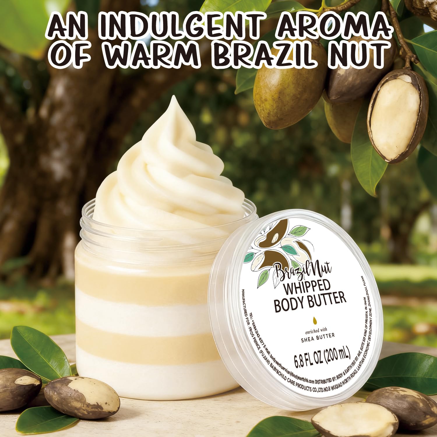 Embleaf Brazil Nut Whipped Body Butter, Shea Body Butter for Women Dry Skin, Natural Brazil Nut Lotion for Body Moisturizer-Deep Moisturizing and Softening-6.8 floz(200ml)