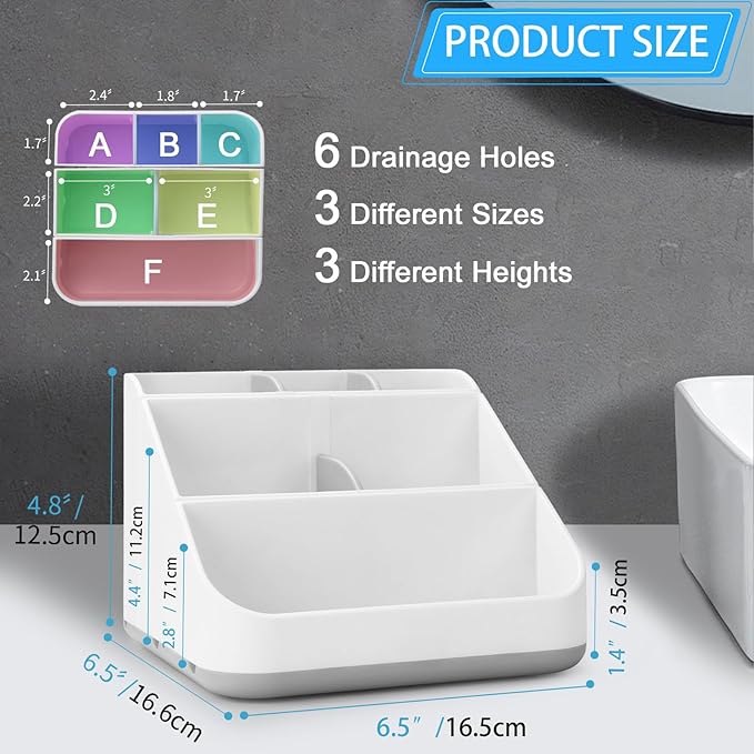 Toothbrush Holder for Bathroom,Detachable for Easy Cleaning Multi-Functional Countertop Storage Organizer,6 Slots Kids Electric Toothbrush and Toothpaste Organizer Caddy for Bathroom Vanity(Grey)