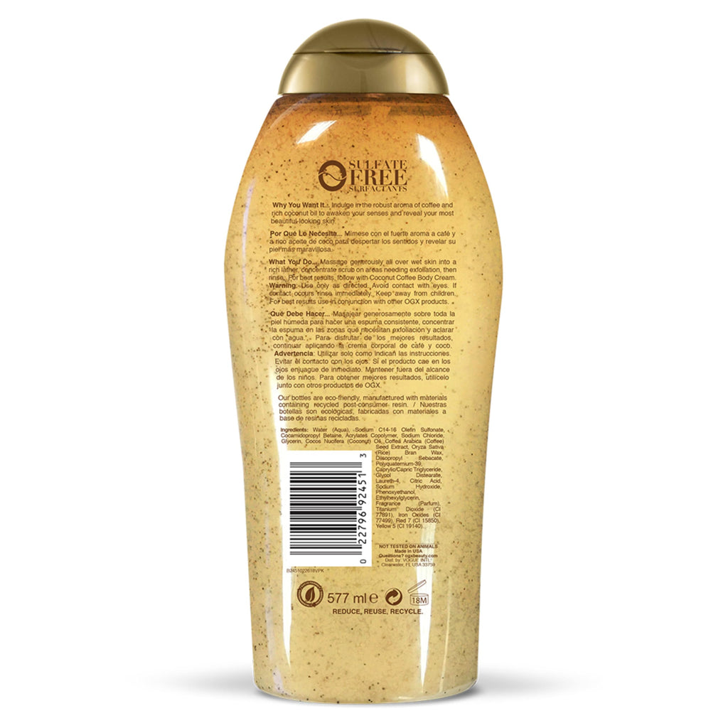 OGX Smoothing + Coconut Coffee Body Scrub, 19.5 fl oz