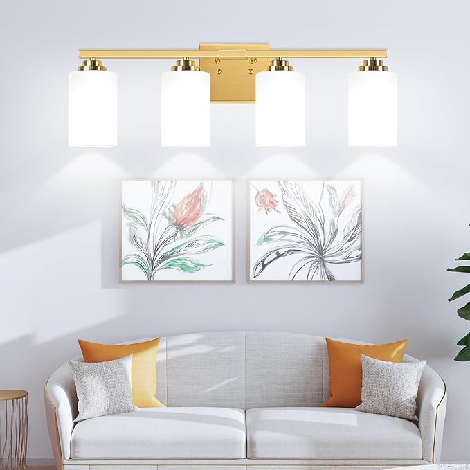VerRon 4-Light Gold Bathroom Light Fixtures Over Mirror 27 Inches