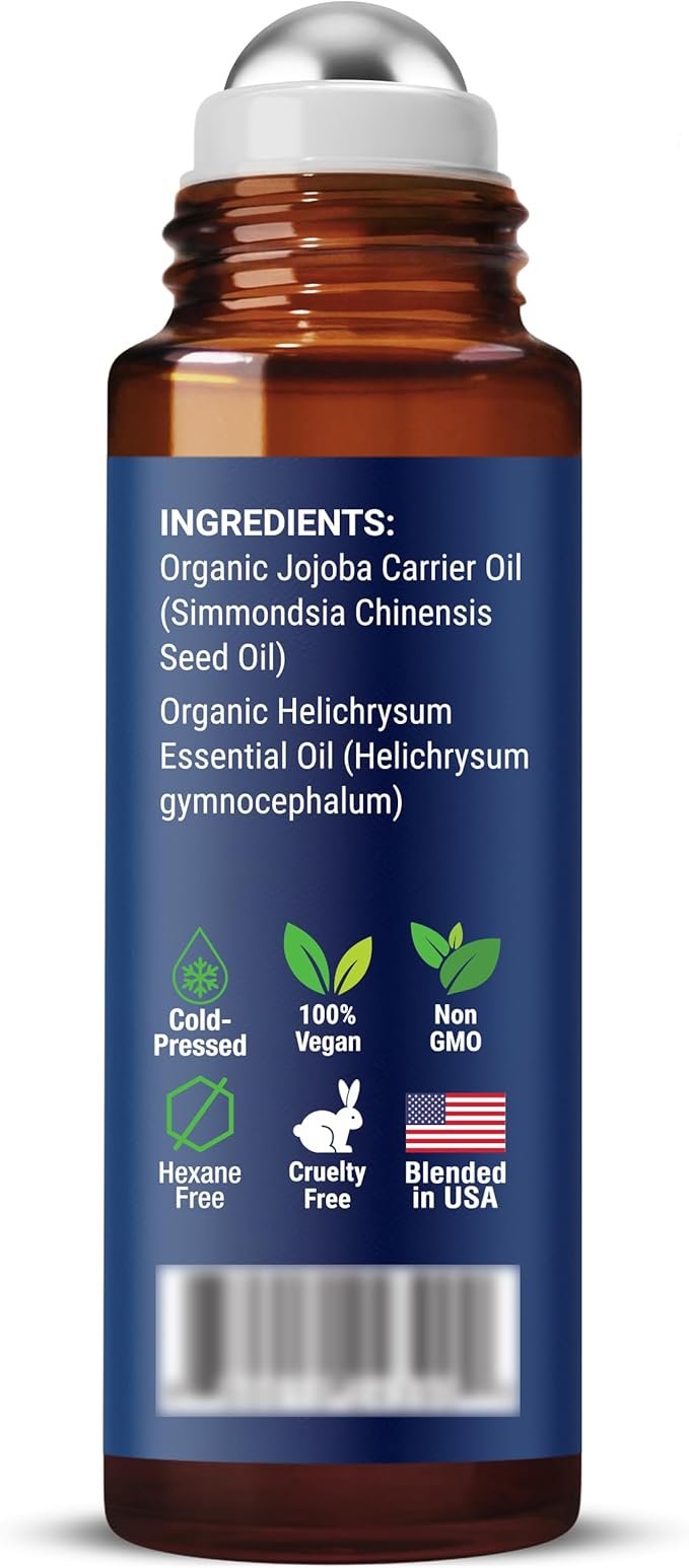 Organic Helichrysum Essential Oil Roll-On 10 ml for Skin and Aromatherapy