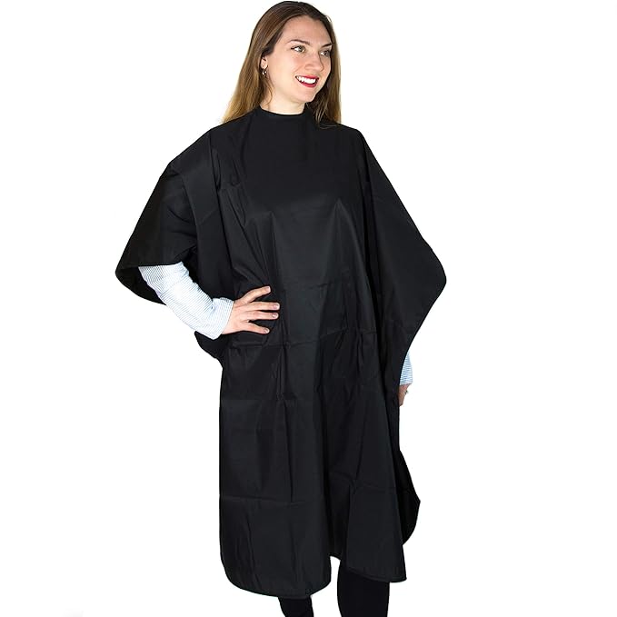 Black Hair Coloring Cape - Water-Resistant Salon Cape for Women