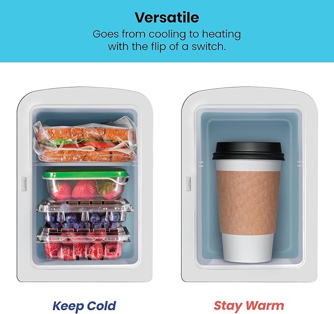 Iceman Mini Portable Board Personal Fridge, Cools & Heats, 4 Liter Capacity, Chills 6 12oz, 100% Freon-Free & Eco Friendly, Includes Plugs for Home Outlet & 12V Car Charger, 6 Cans, Black Dry Erase