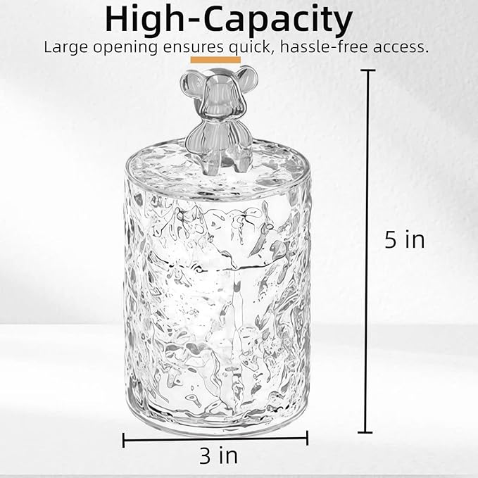 UShioart Acrylic Cotton Ball Holder Q-tip Holder Bathroom Swab Dispenser (Round pack)