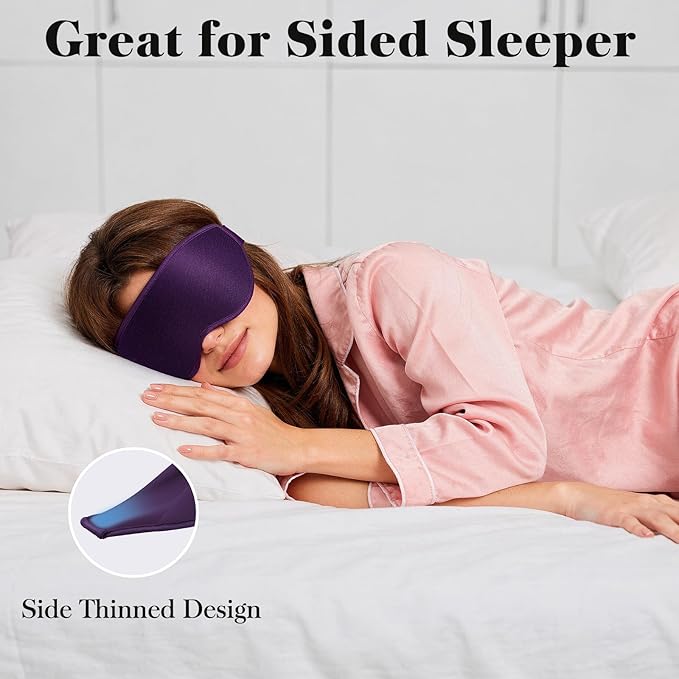 Fygrip 3D Eye Mask Sleep Mask for Men & Women, 100% Pressure-Free & Light Block-Out Eye Mask for Sleep with Easy Adjustable Strap, Night Eye Cover for Travel, Purple