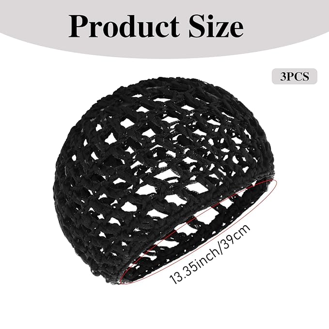 Hair Net Wrap For Sleep Women 3 PCS Sleeping Cap Drying Curly Press Hairnets Sew In Weave Bonnets Crochet Wrapping Black Mesh Snood Caps Bonnet Long Wig for Head Wrapping Cap