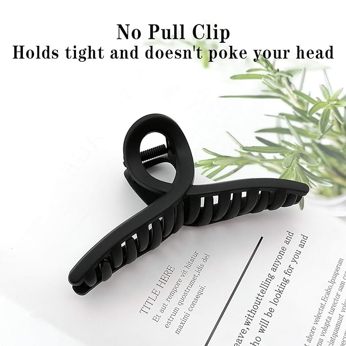 Nalodu Hair Claw Clips Large 4 Inch No Slip Big Matte Shiny Butterfly Clip Clamp Assorted Colors for Thin Fine Thick Hair Women and Girls, 4 Pack