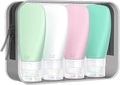 INSFIT Travel Bottles for Toiletries, TSA Approved 2oz Leak Proof Silicone Squeezable Containers, BPA Free Refillable Vacation Essentials for Shampoo Body Wash Liquids (4 Pack)