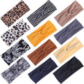 XTREND 12 Pcs Women's Headbands Twisted Cross Elastic Head Bands Yoga Workout Hairbands Non-Slip Sweat Soft Headband Solid Color Simple Versatile Hair Accessory Head Band
