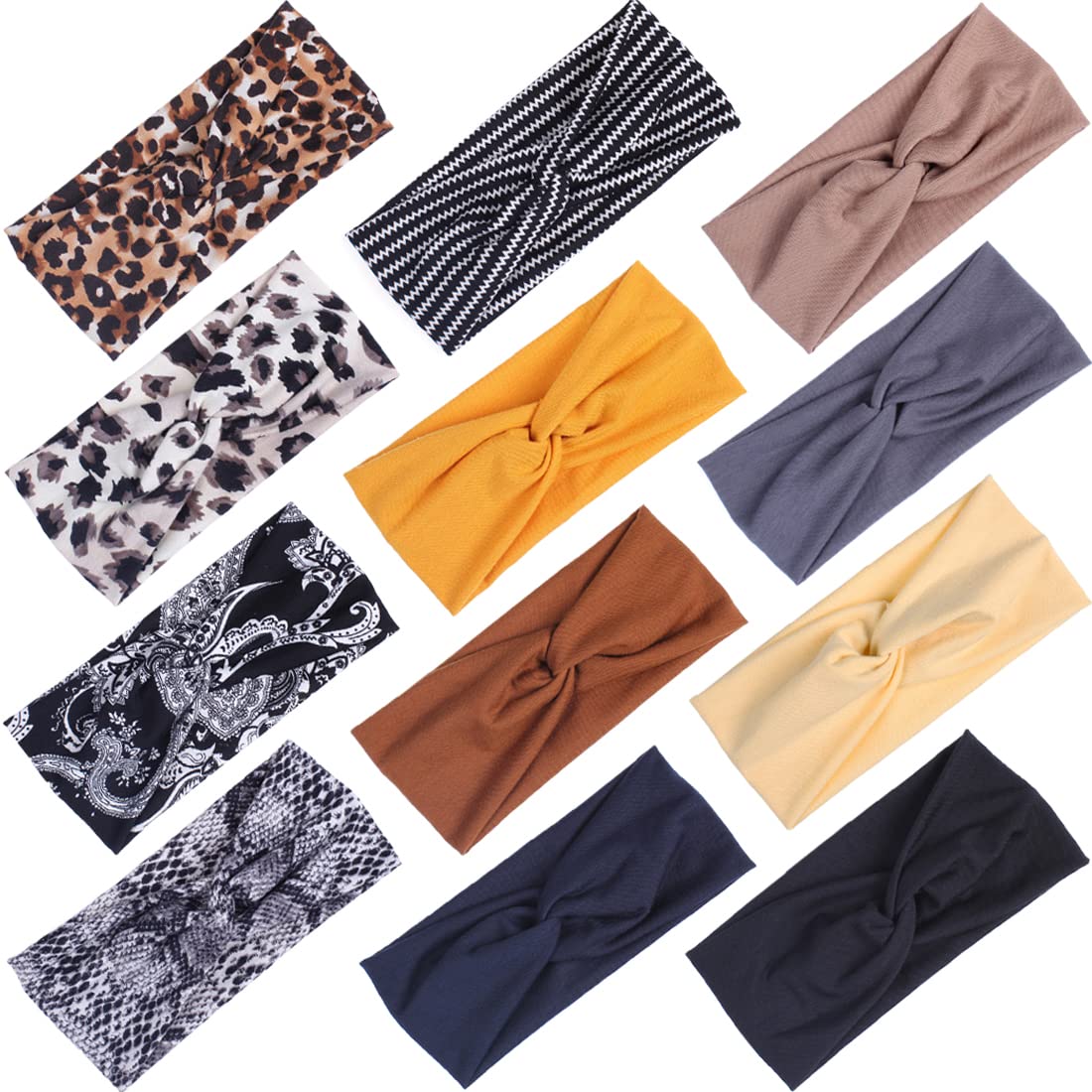 Kachanaa 12 Pack Headbands for Women, Elastic Wide Headbands Non Slip Workout Yoga Sport Hair Bands for Women’s Hair Accessories
