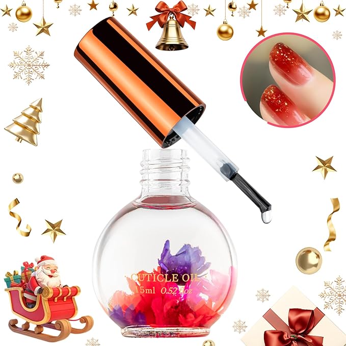 JIASHENG Cuticle Oil, Scented Nail Oil Infused with Real Flowers, Rose 15ml